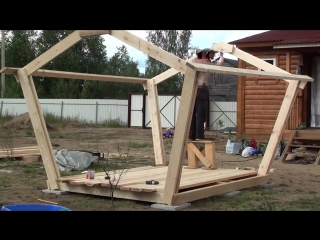 do-it-yourself garden gazebo made of wood step by step and alone